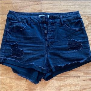 Black, denim shorts